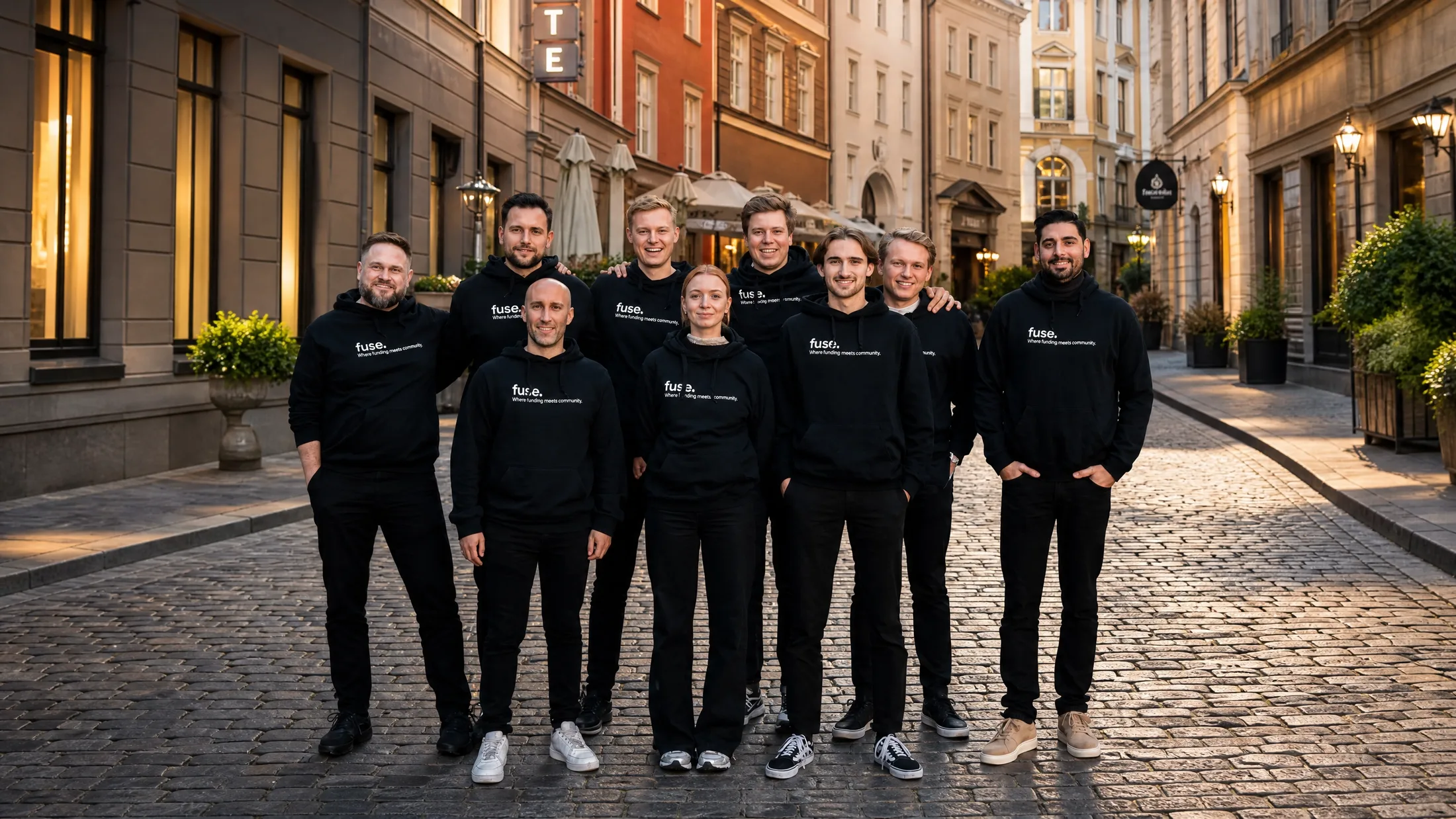 The Fuse team together on a street in Riga old town